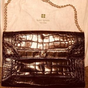 Kate Spade Chestnut Brown Crocodile Shoulder Bag